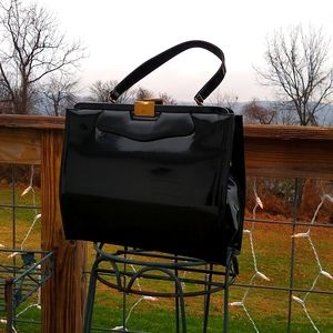 Vintage black patent handbag